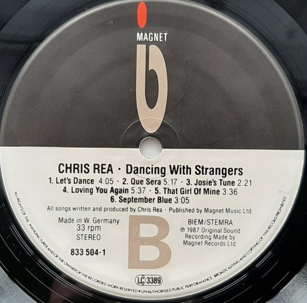 Cover zu Chris Rea - Dancing With Strangers | 1987 | Vinyl, LP, Album | Rock, Pop | Europe