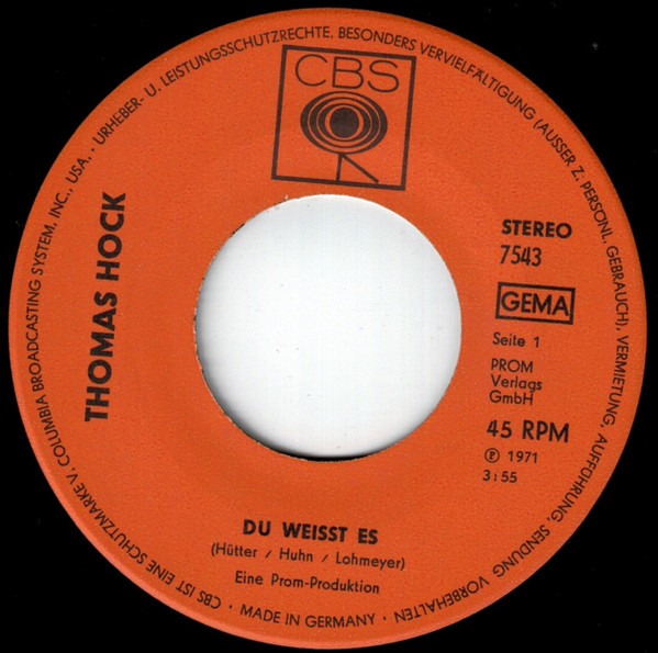 Cover zu Thomas Hock (2) - Du Weißt Es | 1971 | Vinyl | Pop | Germany