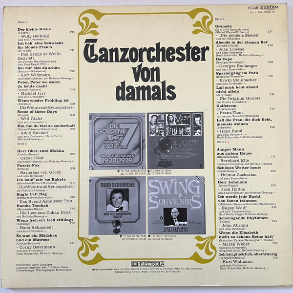 Cover zu Various - Tanzorchester Von Damals | Vinyl | Jazz, Latin, Blues, Pop | Germany Schallplatten Ankauf