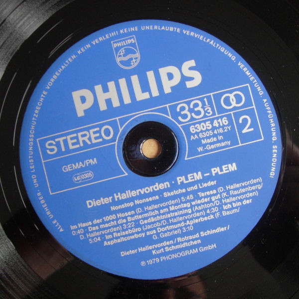Cover zu Dieter Hallervorden - Plem-Plem | 1979 | Vinyl | Non-Music, Folk, World, & Country | Germany Schallplatten Ankauf