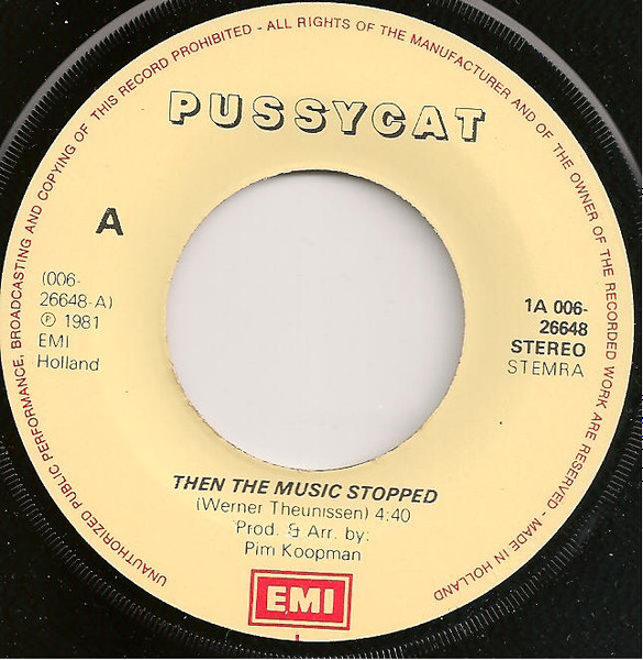Cover zu Pussycat (2) - Then The Music Stopped / Cha Cha Me Baby | 1981 | Vinyl | Electronic | Netherlands Schallplatten Ankauf