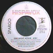 Cover zu Spargo - One Night Affair | 1981 | Vinyl | Electronic, Funk / Soul | Spain Schallplatten Ankauf