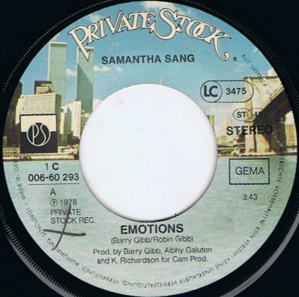 Cover zu Samantha Sang - Emotions | 1977 | Vinyl, Stereo, 45 RPM, 7