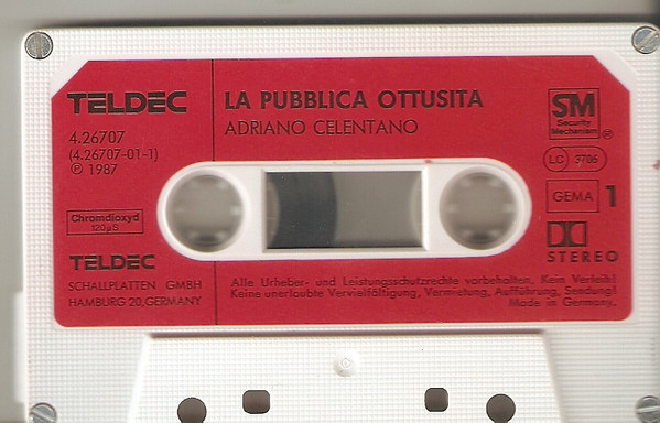 Cover zu Adriano Celentano - La Pubblica Ottusita' | 1987 | Vinyl | Electronic, Pop | Germany