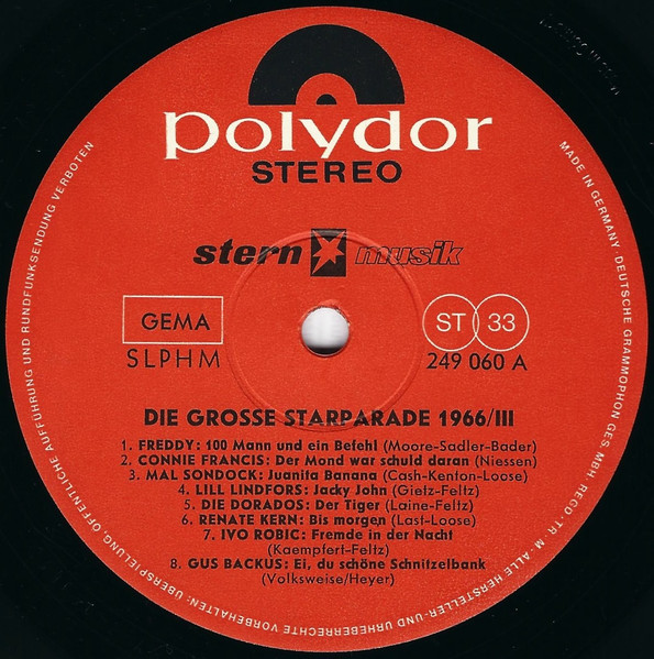 Cover zu Various - Die Grosse Starparade 1966/3 | 1966 | Vinyl | Pop | Germany