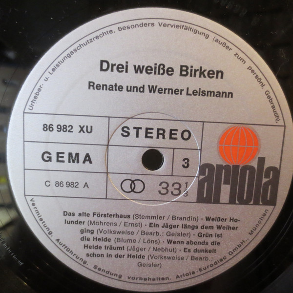 Cover zu Renate Und Werner Leismann - Drei Weisse Birken | 1969 | Vinyl | Pop | Germany Schallplatten Ankauf
