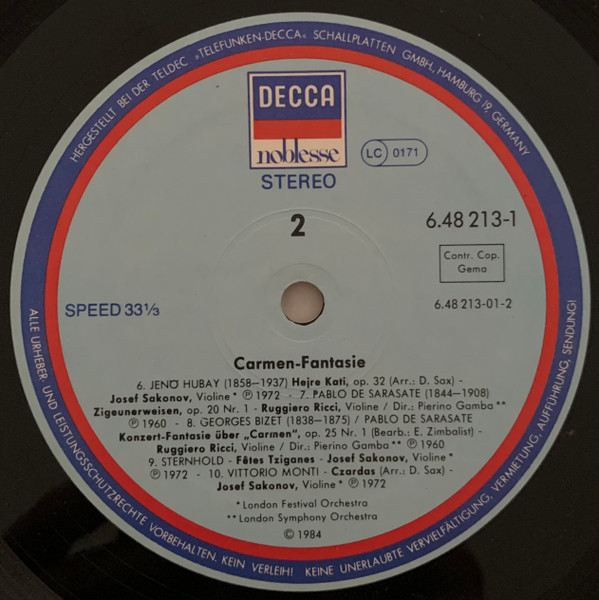 Cover zu Various - Carmen - Fantasie | 1984 | Vinyl | Classical | Germany