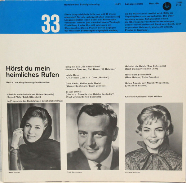 Cover zu Bruce Low - Hörst Du Mein Heimliches Rufen | 1965 | Vinyl | Pop | Germany Schallplatten Ankauf