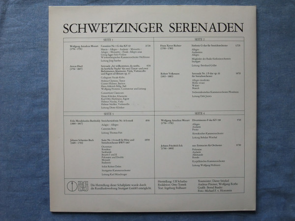 Cover zu Various - Schwetzinger Serenaden | 1986 | Vinyl | Classical | Germany