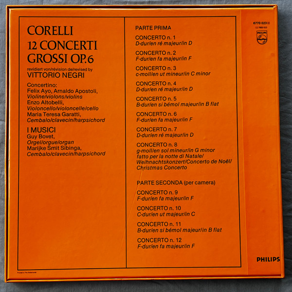 Cover zu Arcangelo Corelli, I Musici - 12 Concerti Grossi Op6 | Vinyl | Classical | Netherlands Schallplatten Ankauf