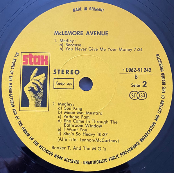 Cover zu Booker T & The Mg's - McLemore Avenue | 1970 | Vinyl | Funk / Soul | Germany