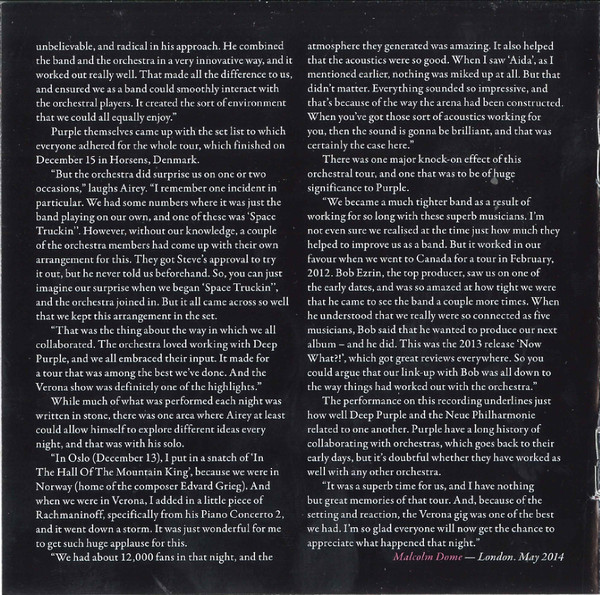 Cover zu Deep Purple With Die Neue Philharmonie Frankfurt - Live In Verona | 2022 | CD, Album, Reissue | Rock | Europe