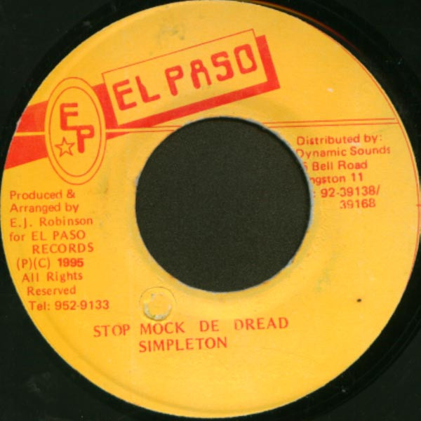 Cover zu Simpleton - Stop Mock De Dread | 1995 | Vinyl | Reggae | Jamaica Schallplatten Ankauf