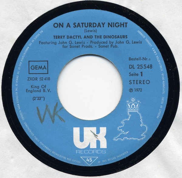 Cover zu Terry Dactyl And The Dinosaurs - On A Saturday Night | 1972 | Vinyl | Rock | Germany