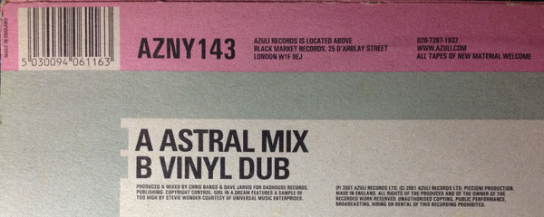 Cover zu Boogie Boy - Girl In A Dream (Original Mixes) | 2001 | Vinyl | Electronic | UK Schallplatten Ankauf