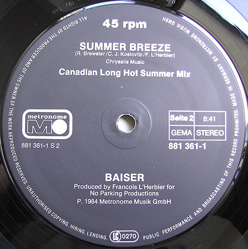 Cover zu Baiser - Summer Breeze | 1984 | Vinyl | Electronic | Germany