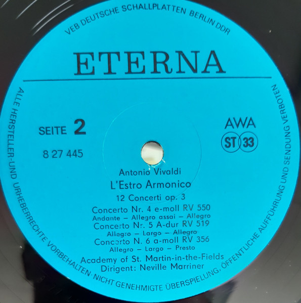 Cover zu Antonio Vivaldi - The Academy Of St. Martin-in-the-Fields, Sir Neville Marriner - L'Estro Armonico Op. 3 | Vinyl | Classical | German Democratic Republic (GDR)