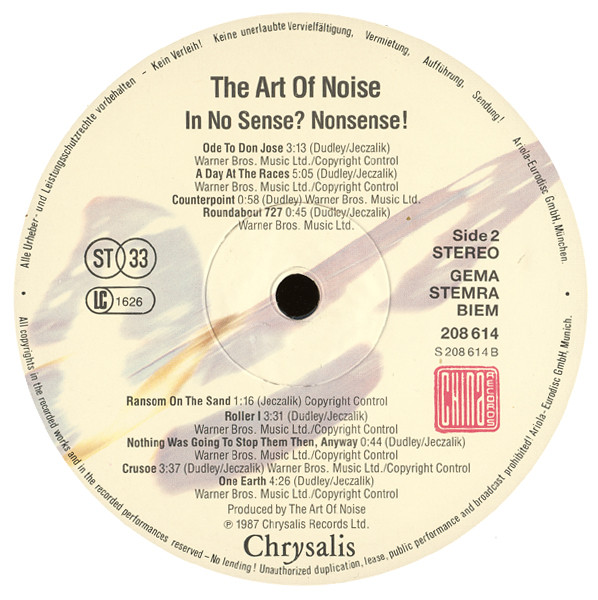 Cover zu The Art Of Noise - In No Sense? Nonsense! | 1987 | Vinyl | Electronic | Europe Schallplatten Ankauf