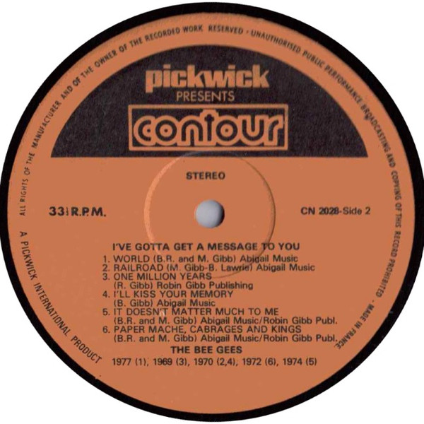 Cover zu Bee Gees - I've Gotta Get A Message To You | 1978 | Vinyl | Pop | UK Schallplatten Ankauf
