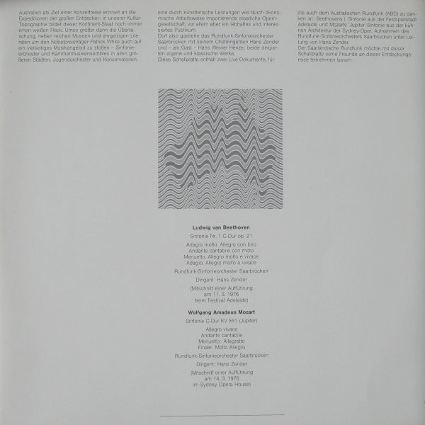 Cover zu Rundfunk-Sinfonieorchester Saarbrücken - In Australien | 1976 | Vinyl | Classical | Germany Schallplatten Ankauf
