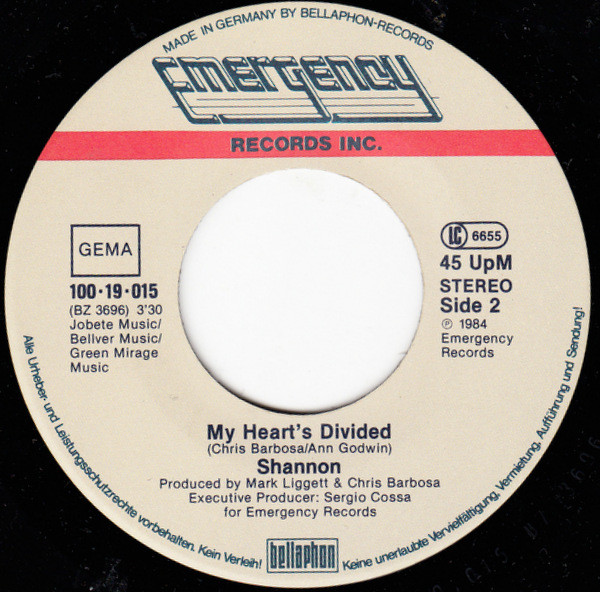 Cover zu Shannon - Sweet Somebody / My Heart's Divided | 1984 | Vinyl | Electronic | Germany