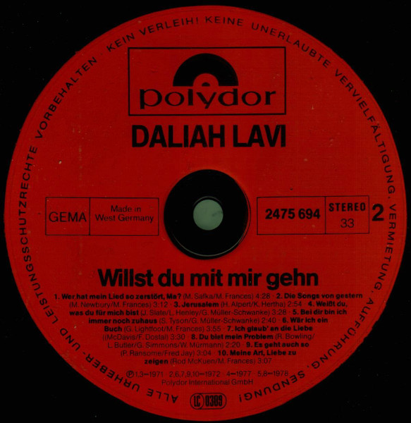Cover zu Daliah Lavi - Willst Du Mit Mir Gehn (Ihre 20 Größten Erfolge) | Vinyl | Pop | Germany Schallplatten Ankauf