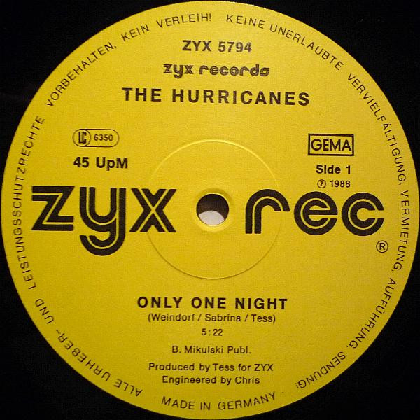 Cover zu The Hurricanes - Only One Night | 1988 | Vinyl | Electronic | Germany
