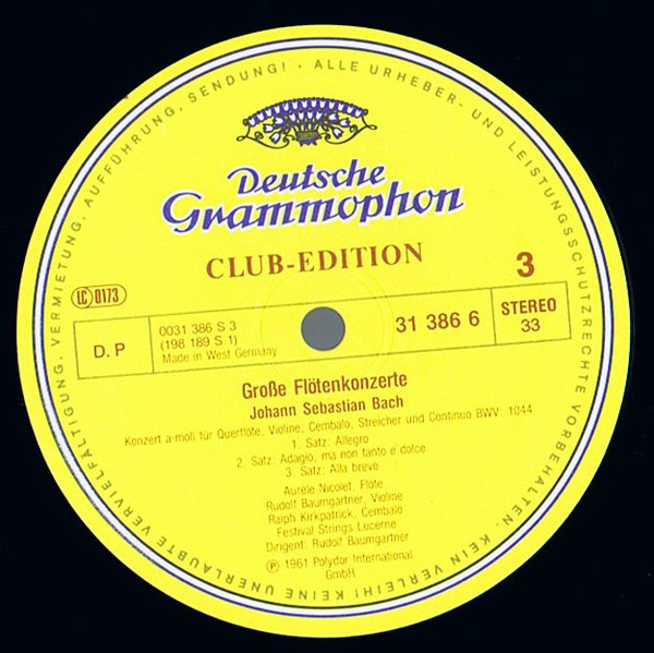 Cover zu Alessandro Scarlatti, Antonio Vivaldi, Giuseppe Sammartini, Johann Sebastian Bach, Wolfgang Amadeus Mozart, Hans-Martin Linde, Aurèle Nicolet, Werner Tripp - Grosse Flötenkonzerte | Vinyl | Classical | Germany