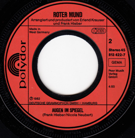 Cover zu Roter Mund - Sarah (Wie Würdest Du Die Liebe Seh'n) | 1983 | Vinyl | Electronic, Rock, Pop | Germany Schallplatten Ankauf