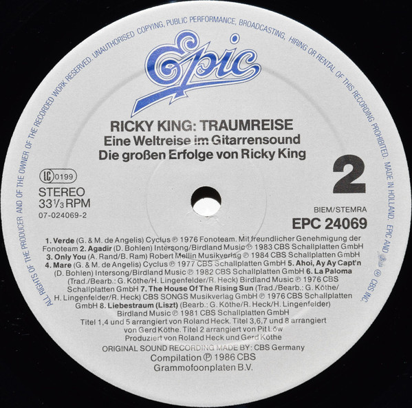 Cover zu Ricky King - Traumreise (Eine Weltreise Im Gitarrensound) | 1986 | Vinyl | Pop | Netherlands