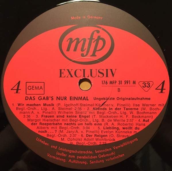 Cover zu Various - Das Gab's Nur Einmal | Vinyl | Stage & Screen | Germany