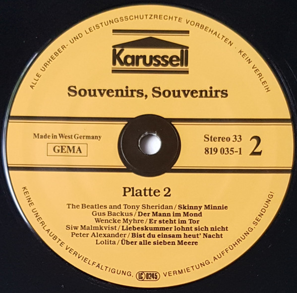 Cover zu Various - Souvenirs, Souvenirs | Vinyl | Rock, Pop | Germany