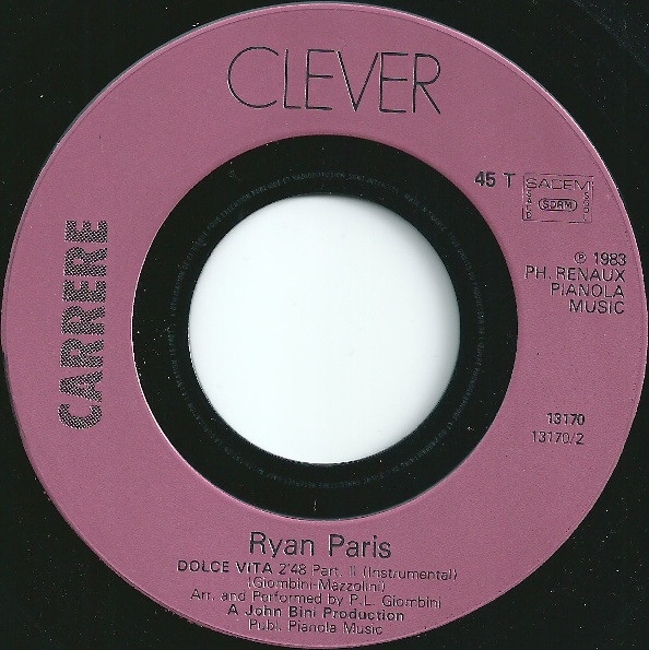 Cover zu Ryan Paris - Dolce Vita | 1983 | Vinyl | Electronic, Pop | France Schallplatten Ankauf