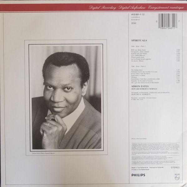 Cover zu Simon Estes - Spirituals | 1985 | Vinyl | Funk / Soul, Folk, World, & Country | Netherlands