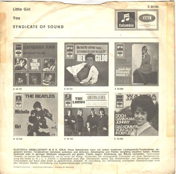 Cover zu Syndicate Of Sound - Little Girl | 1966 | Vinyl | Rock | Germany