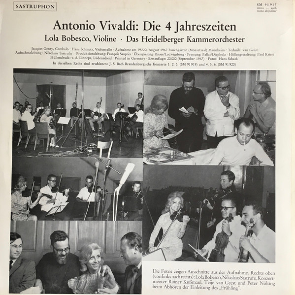 Cover zu Antonio Vivaldi - Lola Bobescu, Heidelberger Kammerorchester - Die 4 Jahreszeiten | 1967 | Vinyl | Classical | Germany Schallplatten Ankauf