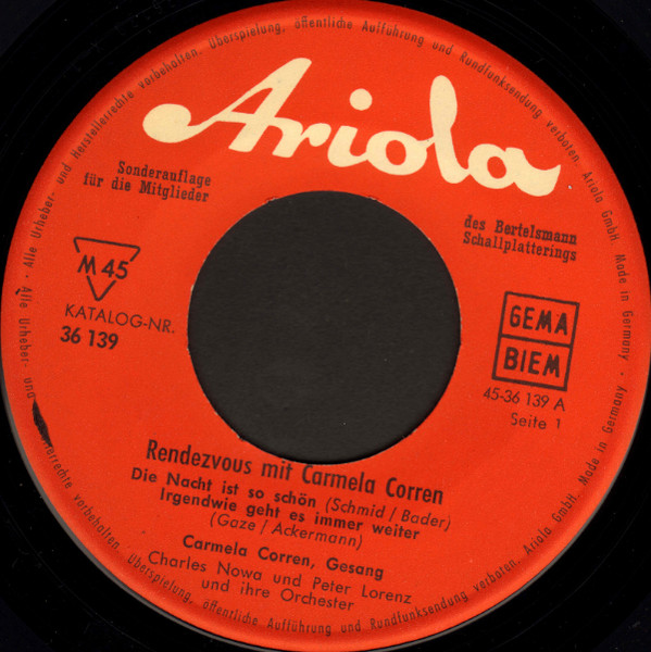 Cover zu Carmela Corren - Rendezvous Mit Carmela Corren | Vinyl | Pop, Folk, World, & Country | Germany