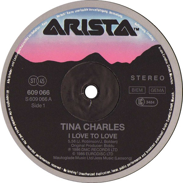 Cover zu Tina Charles - I Love To Love | 1987 | Vinyl | Electronic | Europe