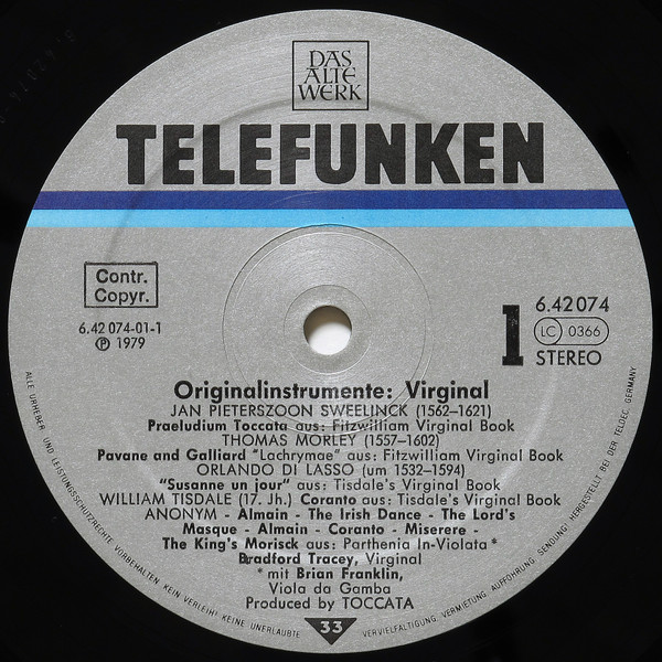 Cover zu Bradford Tracey - Virginal | Vinyl | Classical | Germany Schallplatten Ankauf