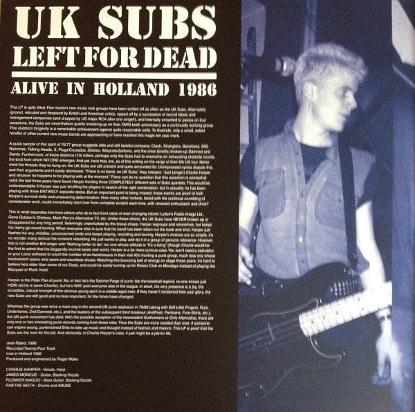 Cover zu UK Subs - Left For Dead: Alive In Holland 1986 | 2014 | Vinyl | Rock | UK Schallplatten Ankauf