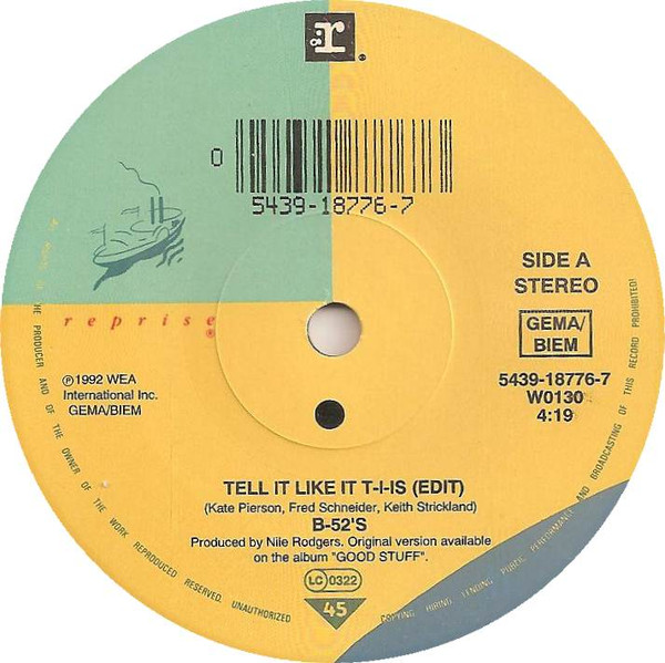 Cover zu The B-52's - Tell It Like It T-I-Is ! | 1992 | Vinyl | Rock | Europe