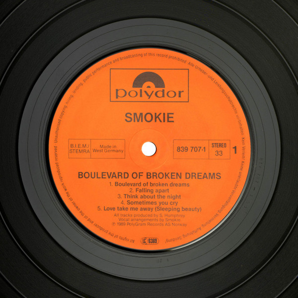 Cover zu Smokie - Boulevard Of Broken Dreams | 1989 | Vinyl | Rock, Pop | Europe