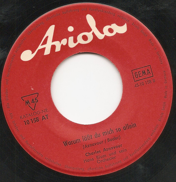 Cover zu Charles Aznavour - Es War Nicht So Gemeint | 1963 | Vinyl | Pop | Germany