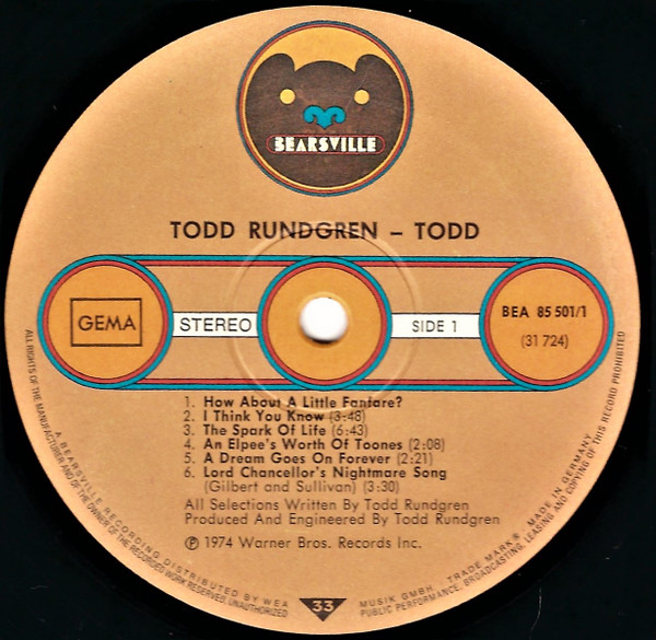 Cover zu Todd Rundgren - Todd | 1974 | Vinyl | Electronic, Rock | Germany