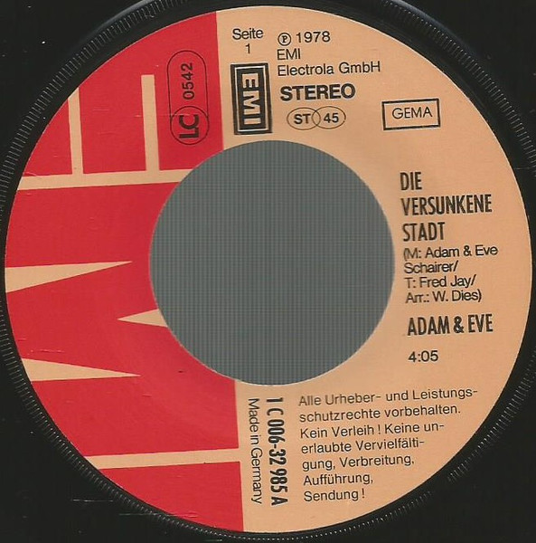 Cover zu Adam & Eve (6) - Die Versunkene Stadt | 1978 | Vinyl | Pop | Germany Schallplatten Ankauf