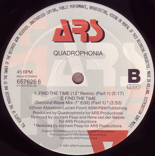 Cover zu Quadrophonia - Find The Time (Part 1) | 1991 | Vinyl | Electronic | Europe