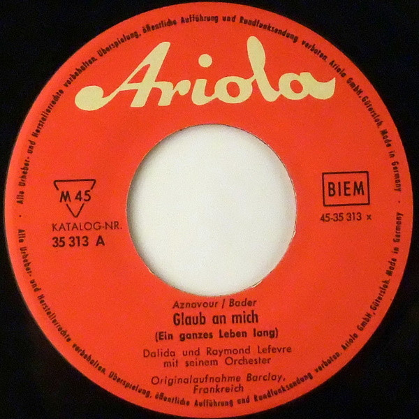 Cover zu Dalida - Glaub An Mich / Orfeo | 1960 | Vinyl | Pop | Germany Schallplatten Ankauf