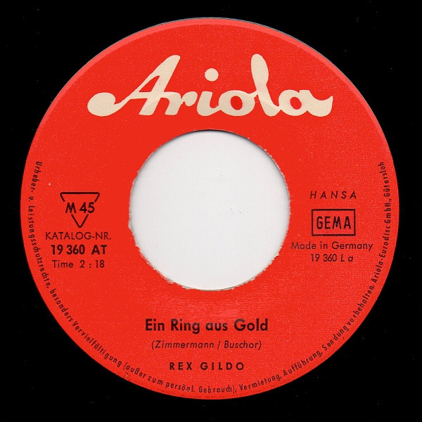 Cover zu Rex Gildo - Ein Ring Aus Gold | 1967 | Vinyl | Pop | Germany Schallplatten Ankauf