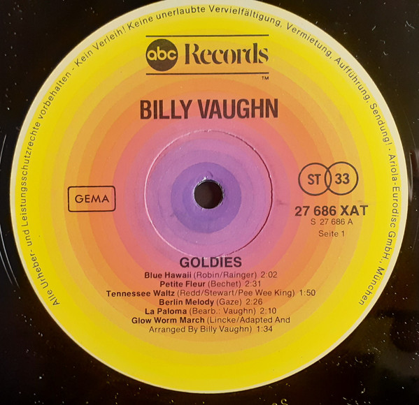 Cover zu Billy Vaughn - Goldies | 1976 | Vinyl | Jazz, Pop | Germany