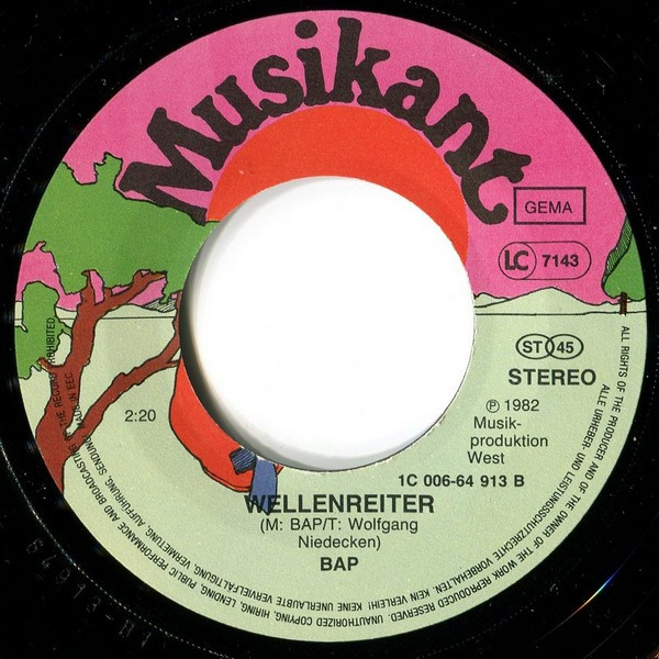 Cover zu BAP - Kristallnaach | 1982 | Vinyl, Stereo, 45 RPM, 7